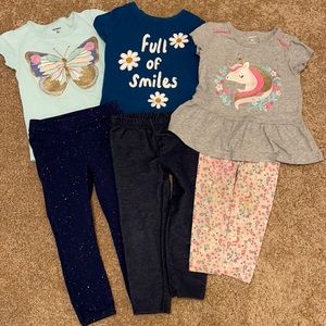Toddler girls 3T Carter’s outfits tshirts pants
